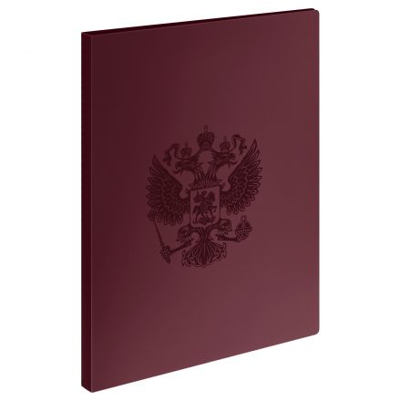 Папка на 4 кольцах СТАММ "Герб" А4, 25мм, 700мкм, пластик, гранат