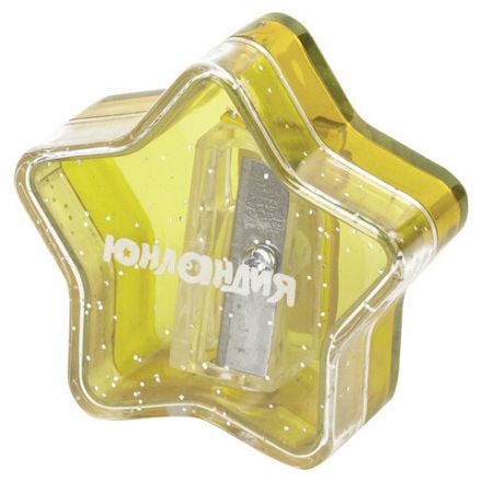 Точилка ЮНЛАНДИЯ "Звездочка", с контейнером, пластиковая, корпус ассорти, 228453 Точилка ЮНЛАНДИЯ "Звездочка", с контейнером, пластиковая, корпус ассорти, 228453