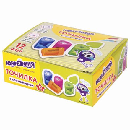 Точилка ЮНЛАНДИЯ "Трио", с контейнером, пластиковая, корпус ассорти, 228438 Точилка ЮНЛАНДИЯ "Трио", с контейнером, пластиковая, корпус ассорти, 228438