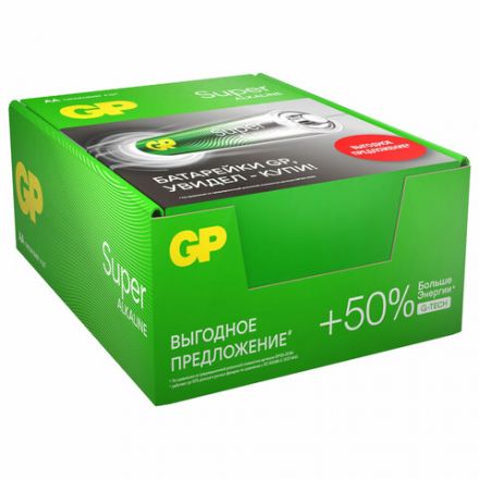 Батарейки КОМПЛЕКТ 4 шт., GP Super G-Tech, AA (LR06, 15 А), алкалиновые, пальчиковые, в пленке, 15AA21, 15ARS-2SB4