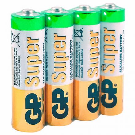 Батарейки КОМПЛЕКТ 4 шт., GP Super G-Tech, AA (LR06, 15 А), алкалиновые, пальчиковые, в пленке, 15AA21, 15ARS-2SB4