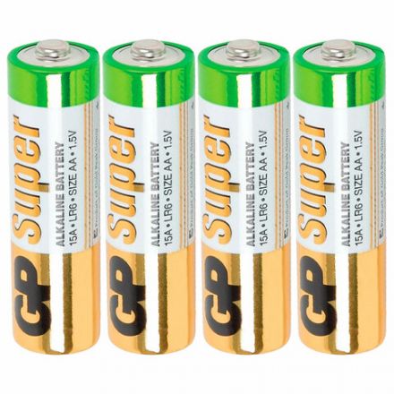Батарейки КОМПЛЕКТ 4 шт., GP Super G-Tech, AA (LR06, 15 А), алкалиновые, пальчиковые, в пленке, 15AA21, 15ARS-2SB4