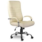 Кресло из натуральной кожи "Орион", хром, монолитный каркас, бежевое Кресло из натуральной кожи "Орион", хром, монолитный каркас, бежевое