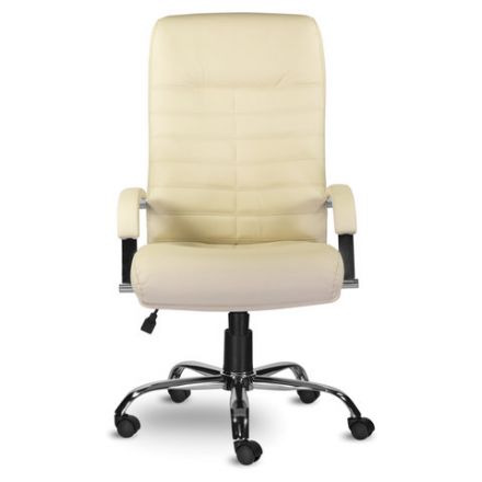 Кресло из натуральной кожи "Орион", хром, монолитный каркас, бежевое Кресло из натуральной кожи "Орион", хром, монолитный каркас, бежевое