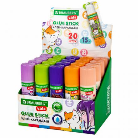 Клей-карандаш "Anime" 15 г, BRAUBERG KIDS, ассорти, 272472 Клей-карандаш "Anime" 15 г, BRAUBERG KIDS, ассорти, 272472