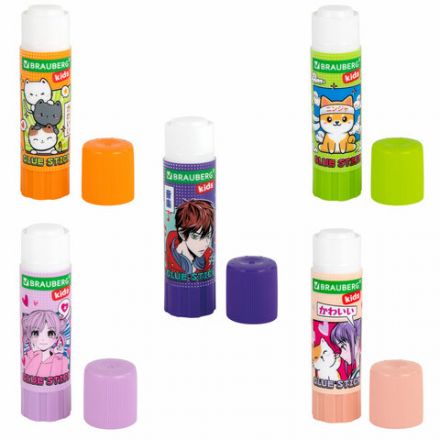 Клей-карандаш "Anime" 15 г, BRAUBERG KIDS, ассорти, 272472 Клей-карандаш "Anime" 15 г, BRAUBERG KIDS, ассорти, 272472