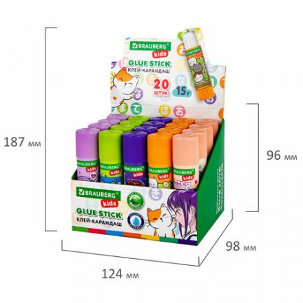 Клей-карандаш "Anime" 15 г, BRAUBERG KIDS, ассорти, 272472 Клей-карандаш "Anime" 15 г, BRAUBERG KIDS, ассорти, 272472