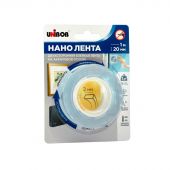 Клейкая лента двухсторонняя UNIBOB 20ммх1м,нано лента кристально прозрачная