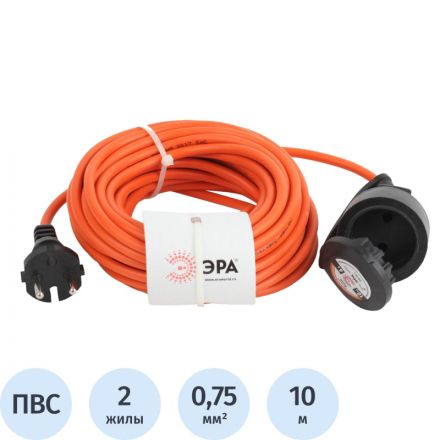 Удлинитель силовой ЭРА в бухте б/з 1 гн 10мПВС2х0,75 IP44(Б0043036),У-11001