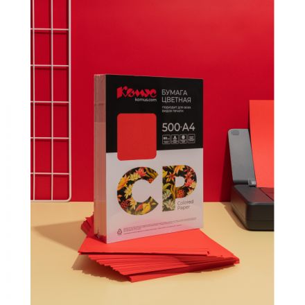 Бумага цветная Комус CP (А4,80г,кораллово-красный интен.CO44) 500л Бумага цветная Комус CP (А4,80г,кораллово-красный интен.CO44) 500л