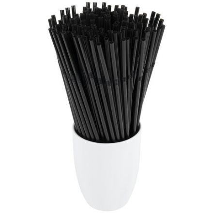 Трубочки для коктейлей гофрированные, пластиковые 5 х 210 мм, черные КОМПЛЕКТ 250 штук, LAIMA, 608358