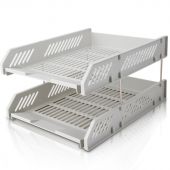 Лоток горизонтальный для бумаг Deli E9208 набор 2шт на металл.стерж серый Лоток горизонтальный для бумаг Deli E9208 набор 2шт на металл.стерж серый