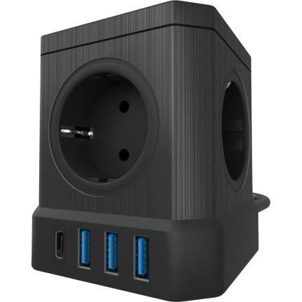 Сетевой фильтр AGNI  5р/3м,3USB 1TYPE-C,черный(TP-VE4U5E-C-3m-black)