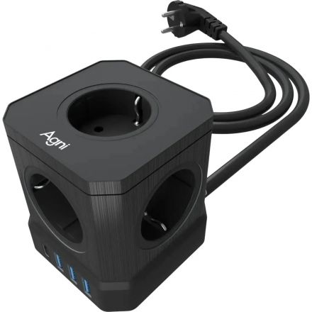 Сетевой фильтр AGNI  5р/3м,3USB 1TYPE-C,черный(TP-VE4U5E-C-3m-black)