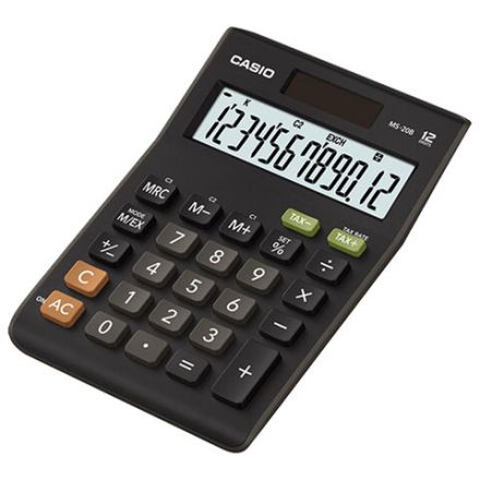 Калькулятор настольный CASIO MS-20UC-BK-W-EC (15х10,5х2,3 см), 12 разрядов, двойное питание Калькулятор настольный CASIO MS-20UC-BK-W-EC (15х10,5х2,3 см), 12 разрядов, двойное питание