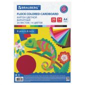 Картон цветной А4 БАРХАТНЫЙ, 20 листов 14 цветов, 180 г/м2, BRAUBERG, 113505 Картон цветной А4 БАРХАТНЫЙ, 20 листов 14 цветов, 180 г/м2, BRAUBERG, 113505