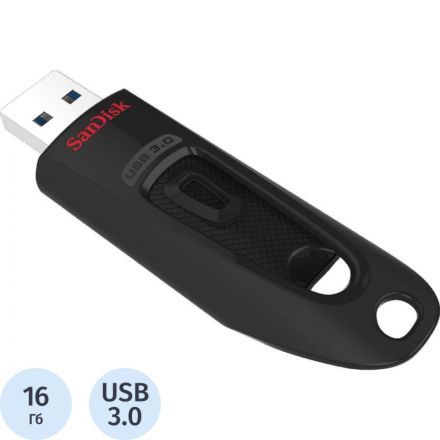 Флеш-память SanDisk Ultra, 16Gb, USB 3.0, чер, SDCZ48-016G-U46