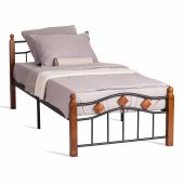 Кровать AT-126, дерево гевея/металл, 90*200 см (Single bed), красный дуб/черный Кровать AT-126, дерево гевея/металл, 90*200 см (Single bed), красный дуб/черный