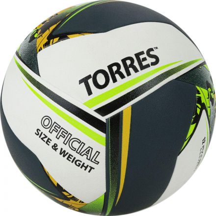 Мяч вол. трен. TORRES Save, V321505, р.5, мягкая синт.кожа 12п бел-зел-жел