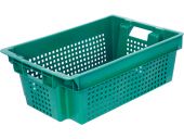Ящик 600х400х200 1,5кг. дно сплошное, стенки перфорированные  зелёный