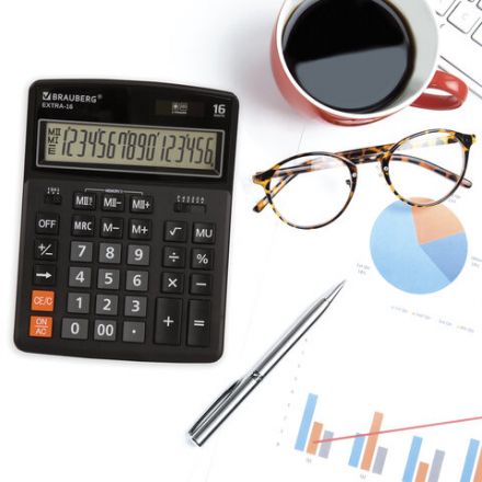 Калькулятор настольный BRAUBERG EXTRA-16-BK (206x155 мм), 16 разрядов, двойное питание, ЧЕРНЫЙ, 250475 Калькулятор настольный BRAUBERG EXTRA-16-BK (206x155 мм), 16 разрядов, двойное питание, ЧЕРНЫЙ, 250475