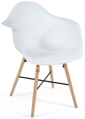 Кресло Tetchair CINDY (EAMES) (mod. 919), дерево береза/металл/сиденье пластик, 60*62*79см, белый/white with natural legs