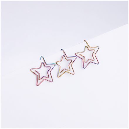 Скрепки фигурные 25мм, MESHU "Stars", 6шт., пакет с европодвесом