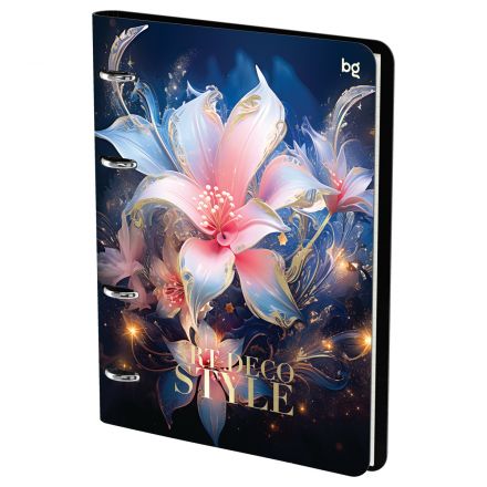 Тетрадь на кольцах А5, 120л., кожзам,  BG "Цветы", иск. кожа, тиснение фольгой