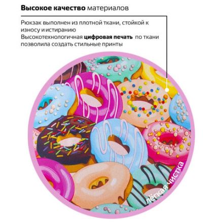 Рюкзак BRAUBERG СИТИ-ФОРМАТ универсальный, "Donuts", разноцветный, 41х32х14 см, 228862 Рюкзак BRAUBERG СИТИ-ФОРМАТ универсальный, "Donuts", разноцветный, 41х32х14 см, 228862