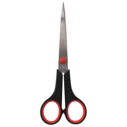 Ножницы STAFF EVERYDAY, 170 мм, бюджет, резиновые вставки, черно-красные, ПВХ чехол, 237498 Ножницы STAFF EVERYDAY, 170 мм, бюджет, резиновые вставки, черно-красные, ПВХ чехол, 237498