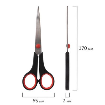 Ножницы STAFF EVERYDAY, 170 мм, бюджет, резиновые вставки, черно-красные, ПВХ чехол, 237498 Ножницы STAFF EVERYDAY, 170 мм, бюджет, резиновые вставки, черно-красные, ПВХ чехол, 237498
