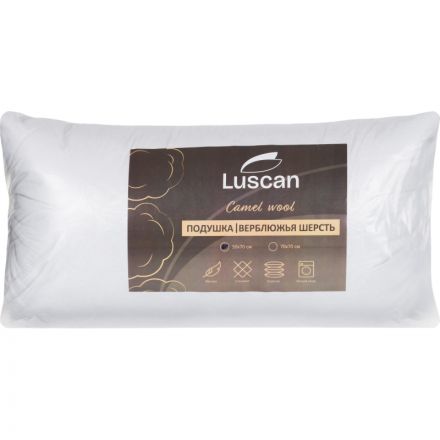 Подушка Luscan 50х70 см стеганная микрофибра/верблюжья шерсть, с кантом