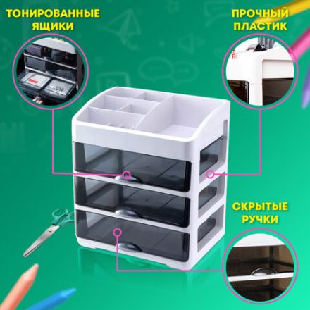 Органайзер для хранения косметики, канцтоваров, мелочей ТРЕХУРОВНЕВЫЙ 31,5x27,7x21 см, DASWERK (ДАСВЕРК), 608474 Органайзер для хранения косметики, канцтоваров, мелочей ТРЕХУРОВНЕВЫЙ 31,5x27,7x21 см, DASWERK (ДАСВЕРК), 608474