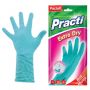 Перчатки МНОГОРАЗОВЫЕ резиновые PACLAN "Extra Dry", хлопчатобумажное напыление, 100% флок, размер 8,5-9, L (большой) синие, вес 54 г, 7350, 407350