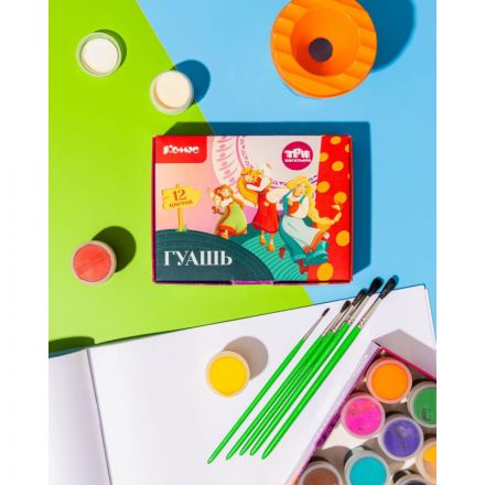 Гуашь КОМУС Три Богатыря набор 12 цв, 20 мл девочки Гуашь КОМУС Три Богатыря набор 12 цв, 20 мл девочки