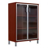 Шкаф средний со стеклянными дверьми в AL-рамке B 420.7 Бургунди 900х450х1286 BORN Шкаф средний со стеклянными дверьми в AL-рамке B 420.7 Бургунди 900х450х1286 BORN