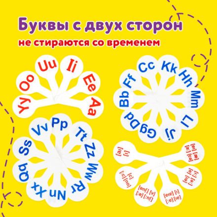 Веер-касса "Английские гласные и согласные" ЮНЛАНДИЯ, НАБОР 2 штуки, европодвес, 270561