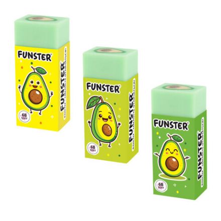 Ластики FUNSTER (ФАНСТЕР) "AVOCADO", НАБОР 3 штуки, 50х21х16 мм, прямоугольные, картонный держатель, экологичный ПВХ, блистер, 272724 Ластики FUNSTER (ФАНСТЕР) "AVOCADO", НАБОР 3 штуки, 50х21х16 мм, прямоугольные, картонный держатель, экологичный ПВХ, блистер, 272724