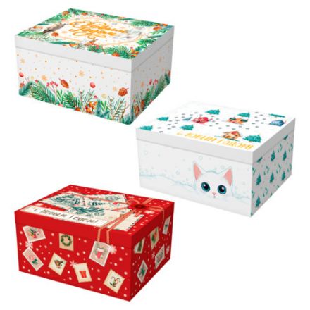 Коробка самосборная подарочная новогодняя (1 шт.), 31,2х25,6х16,1 см, "Ассорти №2", ЗОЛОТАЯ СКАЗКА, 592819