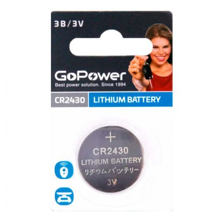 Батарейка GoPower CR2430 1шт Lithium 3V (1/40/2000) Батарейка GoPower CR2430 1шт Lithium 3V (1/40/2000)
