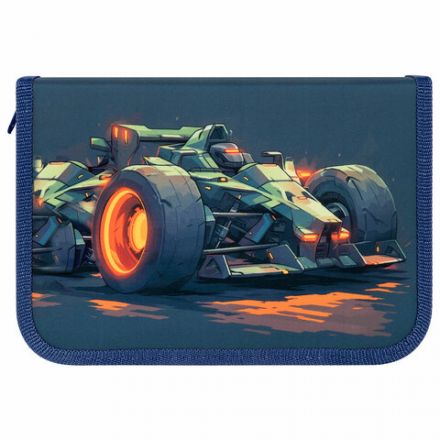 Пенал ПИФАГОР, 1 отделение, 2 откидные планки, полиэстер, 20х14 см, "Speed bolid", 273479