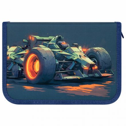 Пенал ПИФАГОР, 1 отделение, 2 откидные планки, полиэстер, 20х14 см, "Speed bolid", 273479