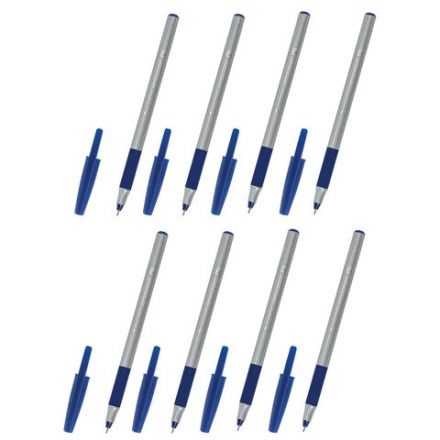 Ручки шариковые с грипом BRAUBERG "i-STICK POINT", НАБОР 6+2 ШТ., СИНИЕ, линия письма 0,35 мм, блистер, 144026
