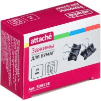 Зажимы для бумаг Attache 19 мм черные (12 штук в коробке)