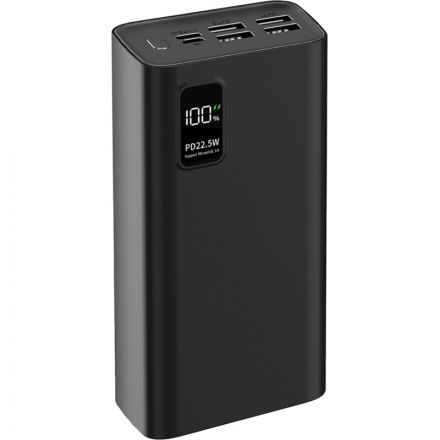 Внешний аккумулятор PERO PB07 30000 mAh,Li-Pol,output USB-C + 4USB-A,черный