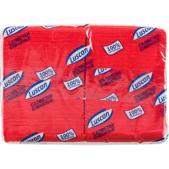 Салфетки бумажные Luscan Profi Pack 1-слойные 24х24 красные 400 штук в упаковке