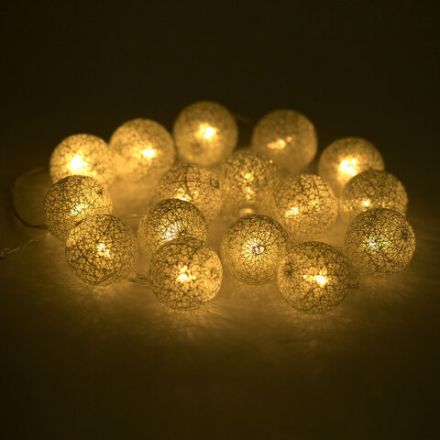 Электрогирлянда-нить комнатная "Шарики" 1,8 м, 16 LED, бронза, тёплый белый, батарейки, ЗОЛОТАЯ СКАЗКА, 592558