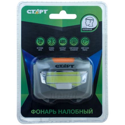 Фонарь налобный СТАРТ 3Вт COB, 3 режима, влагозащита, 3хААА (не в комплекте), LOE 203-C1, 12281 Фонарь налобный СТАРТ 3Вт COB, 3 режима, влагозащита, 3хААА (не в комплекте), LOE 203-C1, 12281