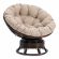 Кресло-качалка Папасан/Papasan (W 23/01 B) /с подушкой/ 115х78х104см, античный черно-коричневый, подушка рогожка, меланж