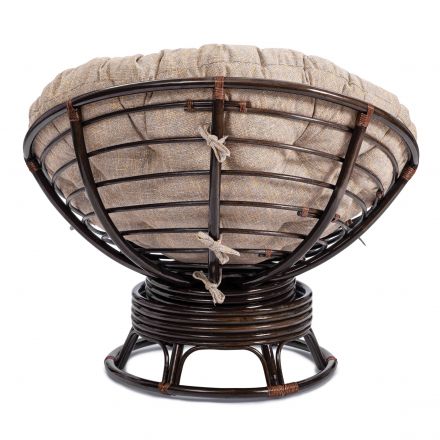 Кресло-качалка Папасан/Papasan (W 23/01 B) /с подушкой/ 115х78х104см, античный черно-коричневый, подушка рогожка, меланж
